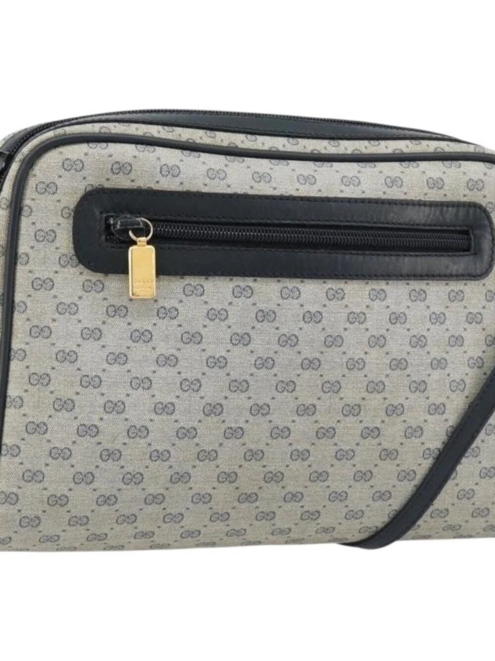 GUCCI Micro GG Supreme Old Shoulder Bag PVC Navy Gold 007 904 0014 Auth am11745